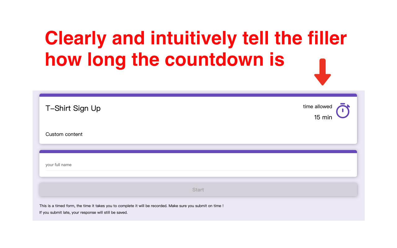 Google Forms Timer - Countdown display interface for form respondents