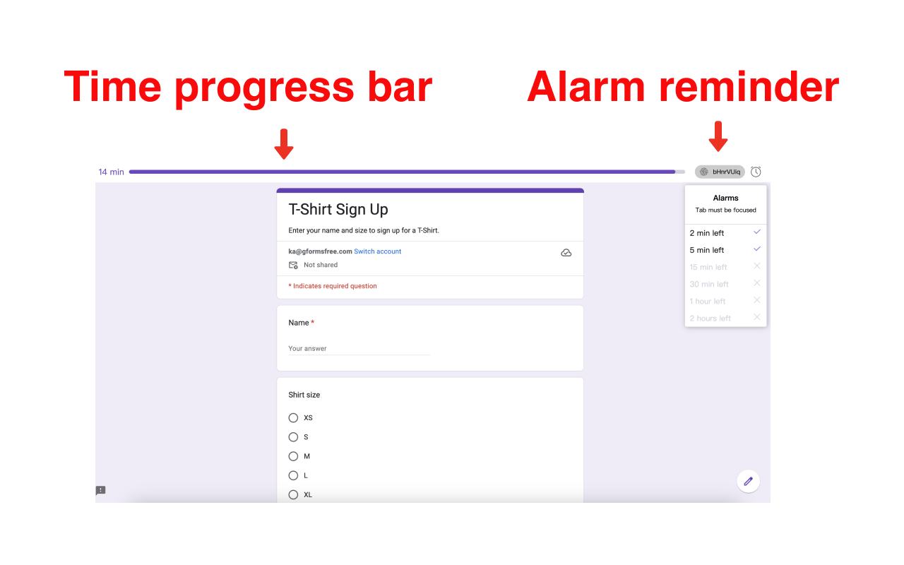 Google Forms Timer - Alert notification screen when time limit expires