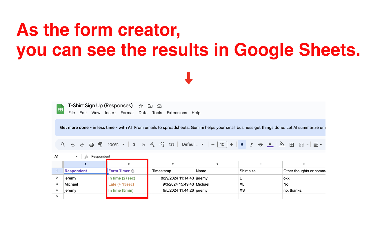 Google Forms Timer - Analysis and statistical display of response time data in Google Sheets