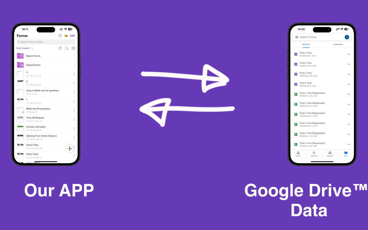 Google Forms iOS App - Seamless synchronization between mobile app and Google Drive for instant form data access